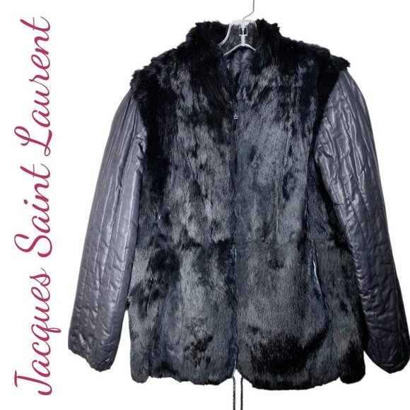 JACQUES SAINT LAURENT VINTAGE 80’S REVERSIBLE BLACK FAUX FUR JACKET, SIZE SMALL - Picture 12 of 12